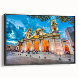 Black and white framed canvas of a vintage-style Argentine landscape, ideal for bedroom wall art.