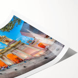 Extra large wall art featuring line art flowers in vibrant colors on a rolled canvas, ideal for large living room decor.