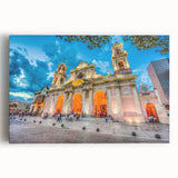 Black and white stretched canvas featuring an expansive landscape in Argentina, ideal for kitchen wall art.