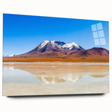 Large abstract wall art of a Bolivian landscape in muted earth tones on acrylic glass.