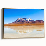 Framed canvas featuring a vintage-style Bolivian landscape, with muted earth tones, ideal for bedroom wall art.