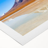 Art deco poster of a Bolivian landscape, featuring pastel shades on rolled canvas, suitable for dining room decor.