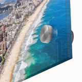 Large abstract wall art depicting a stylized Brazilian landscape in vibrant colors on acrylic glass.