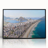 Large abstract wall art depicting a stylized South American landscape, in muted earth tones on black framed acrylic.