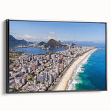 Black and white vintage poster art of a Brazilian landscape on framed canvas, suitable for bedroom wall decor.