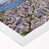 Art deco poster featuring a stylized Rio de Janeiro skyline in pastel shades on rolled canvas.