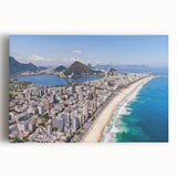 Black and white stretched canvas of Rio de Janeiro skyline, ideal for kitchen wall art.