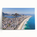 Black and white panoramic photo of a Brazilian cityscape on stretched canvas, ideal for kitchen wall art.