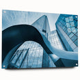 Acrylic print of Santiago skyline with earthy tones and abstract design, suitable for dining room decor.