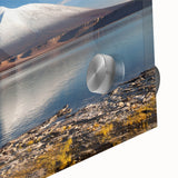 Mid-century modernist large abstract art print of a Chilean landscape on acrylic glass, ideal for dining room art.