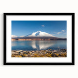 Extra large framed abstract art print depicting a colorful, textured scene of Chilean landscapes.