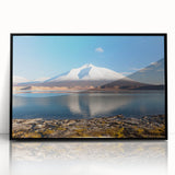 Large abstract wall art depicting a Chilean landscape in muted earth tones on a framed acrylic.