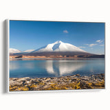 Vintage poster art of a Chilean landscape on framed canvas, featuring vibrant colors, ideal for living room decor.