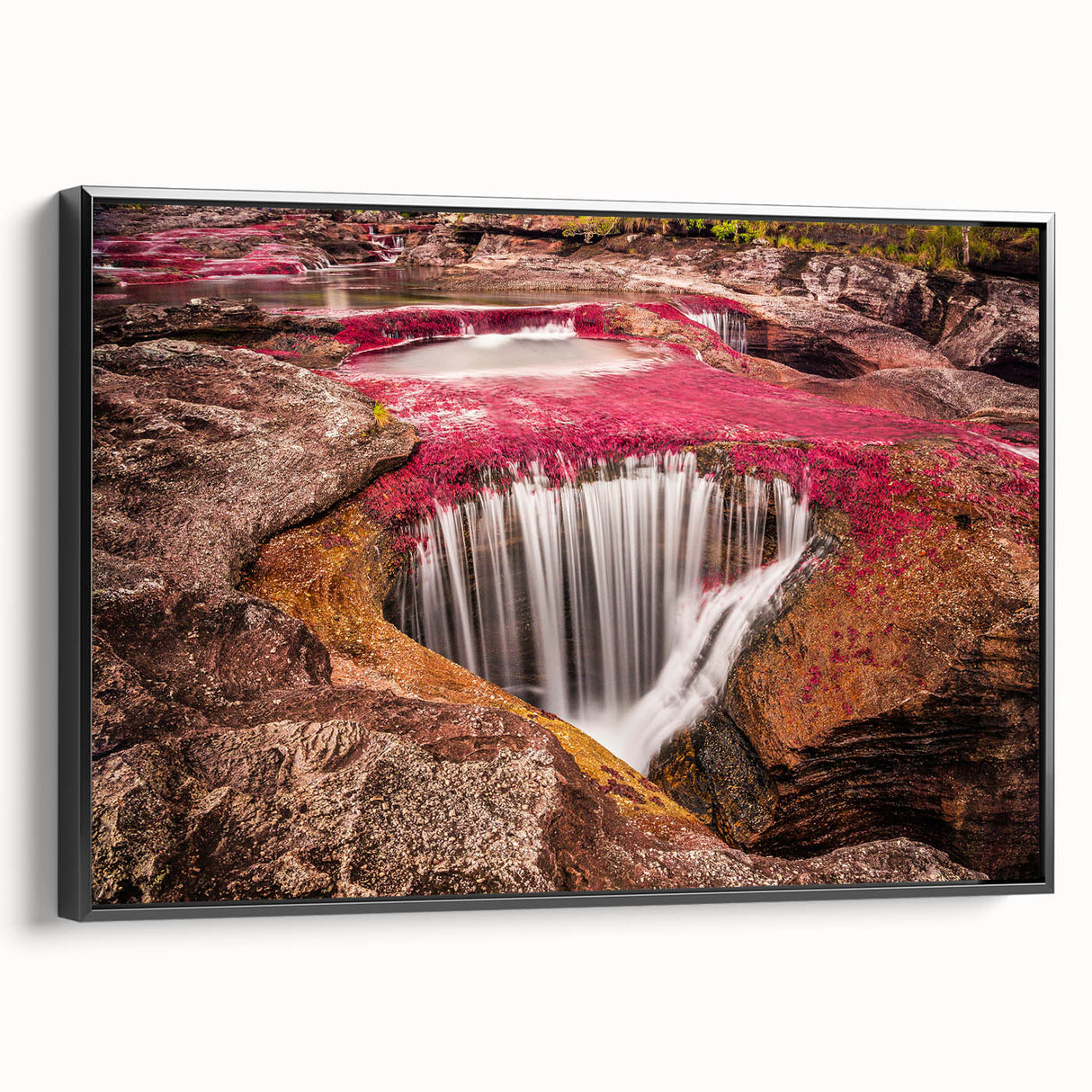 Black and white framed canvas depicting a vintage Colombian landscape, ideal for bedroom wall art.