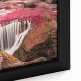 Extra large framed canvas featuring a textured black wall art scene of a South American landscape with vibrant.