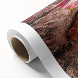 Art deco poster of a scenic Colombian landscape on rolled canvas, in muted green and blue tones, ideal for nursery wall art.