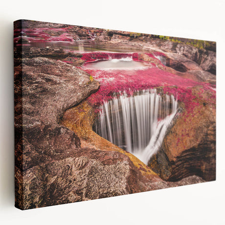 Large stretched canvas featuring a vibrant Colombian landscape, ideal for kitchen wall art.