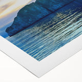 Art deco poster featuring a stylized Galapagos scenery in vibrant hues on rolled canvas, ideal for dining room decor.