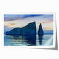 Extra large rolled print of Galapagos scenery featuring vibrant greens and blues.