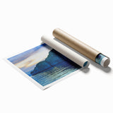 Extra large rolled print of Galapagos scenery with vibrant green and blue tones, ideal for classy bathroom wall art.