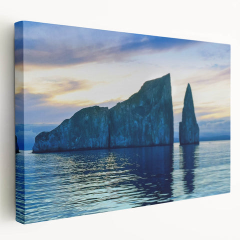 Large canvas print of Galapagos scenery in vibrant blues and greens, suitable for kitchen wall art.