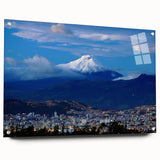 Large abstract wall art of a South American scenery in vibrant colors on acrylic glass, ideal for dining room decor.