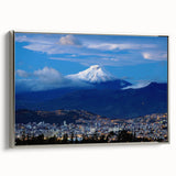 Landscape art painting of an Ecuadorian scene in vibrant colors on a framed canvas, ideal for living room decor.