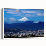 Vintage poster art of a South American landscape on a framed canvas, featuring vibrant colors, ideal for living room decor.