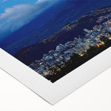 Art deco poster of an Ecuadorian landscape in muted earth tones on rolled canvas, ideal for dining room decor.