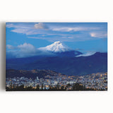 Black and white photograph of Ecuadorian landscape on large stretched canvas, suited for kitchen wall art.