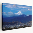 Large stretched canvas depicting a serene Ecuadorian landscape in muted earth tones, ideal for kitchen wall art.