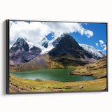 Black and white landscape art painting of a Peruvian scenery on framed canvas, suitable for bedroom wall decor.