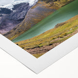 Art deco poster of a Peruvian landscape in muted earth tones on rolled canvas, ideal for dining room decor.