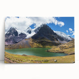 Black and white stretched canvas of a Peruvian landscape, ideal for kitchen wall art or bedroom ambiance.