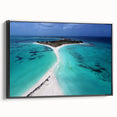 Black and white framed canvas of a Venezuelan landscape, ideal for bedroom wall art with a vintage poster style.
