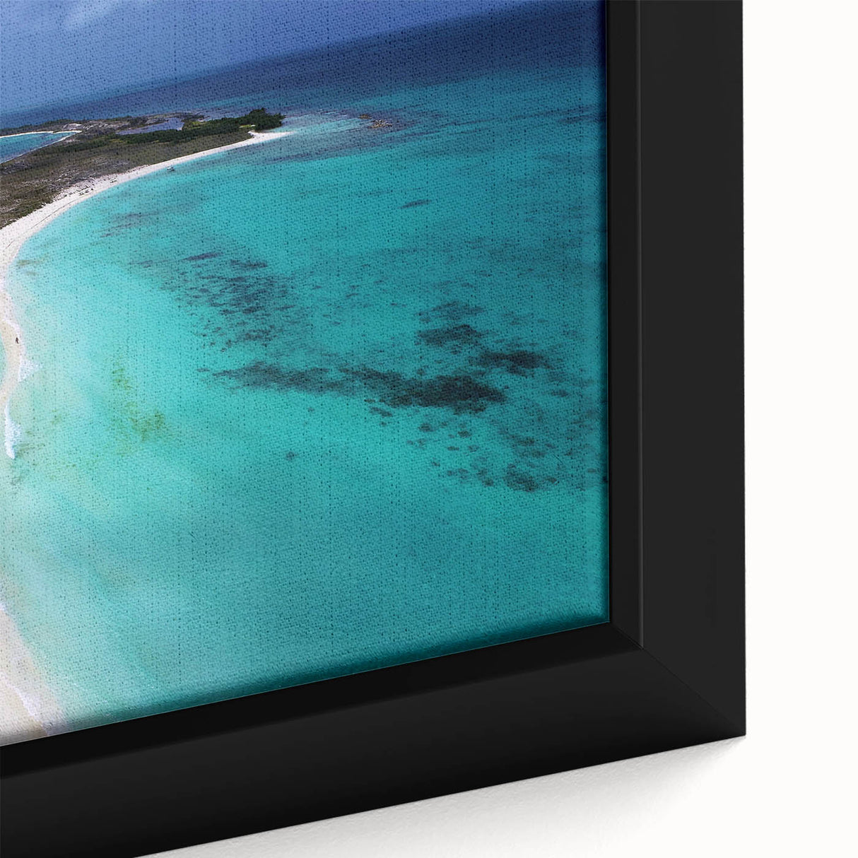 Extra large framed canvas featuring a textured depiction of a Venezuelan landscape in black with colorful art accents.