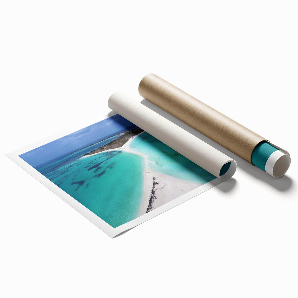Extra large rolled print of a Venezuelan scenery with vibrant floral elements, ideal for classy bathroom wall art.
