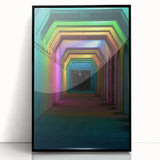 Large abstract wall art featuring a swirling mix of vibrant colors on a framed acrylic, suitable for modern art wall decor.