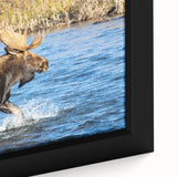 Extra large framed canvas featuring a textured depiction of Denali, Alaska, with a black and colorful art style.