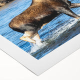 Art deco poster featuring Denali National Park in muted earth tones on rolled canvas, suitable for dining room decor.