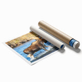 Extra large rolled print of Denali, Alaska scenery with muted earth tones, ideal for classy bathroom wall art.