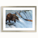 Textured abstract art print of Alaska scenery in muted earth tones on a framed canvas, suitable for bedroom decor.