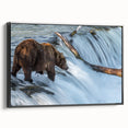 Black and white landscape art painting of Alaska on framed canvas, ideal for bedroom wall decor.