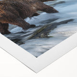 Art deco poster featuring a serene Alaskan landscape in cool blue tones on rolled canvas, suitable for dining room decor.