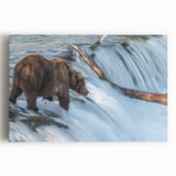 Black and white photograph of a serene Alaskan landscape on large stretched canvas, ideal for kitchen wall art.