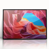 Large abstract wall art depicting Arizona's Antelope Canyon in muted earth tones on a framed acrylic.