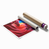 Extra large rolled print of Antelope Canyon in Arizona with rich orange and red hues, ideal for classy bathroom wall art.