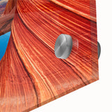 Mid-century modernist large abstract art print of Arizona's Coyote Buttes in muted earth tones on acrylic glass.