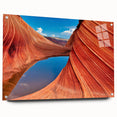 Acrylic print of Arizona's Coyote Buttes with earthy red and orange tones, suitable for bedroom or dining room decor.