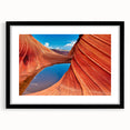 Colorful abstract art print of Arizona's Coyote Buttes on a textured, extra large canvas, framed in black.